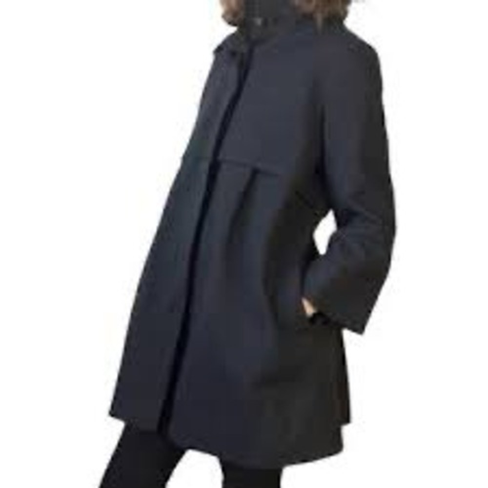 Theory Black Loris Craze Funnel Neck Coat 3/4 Sleeve Size L